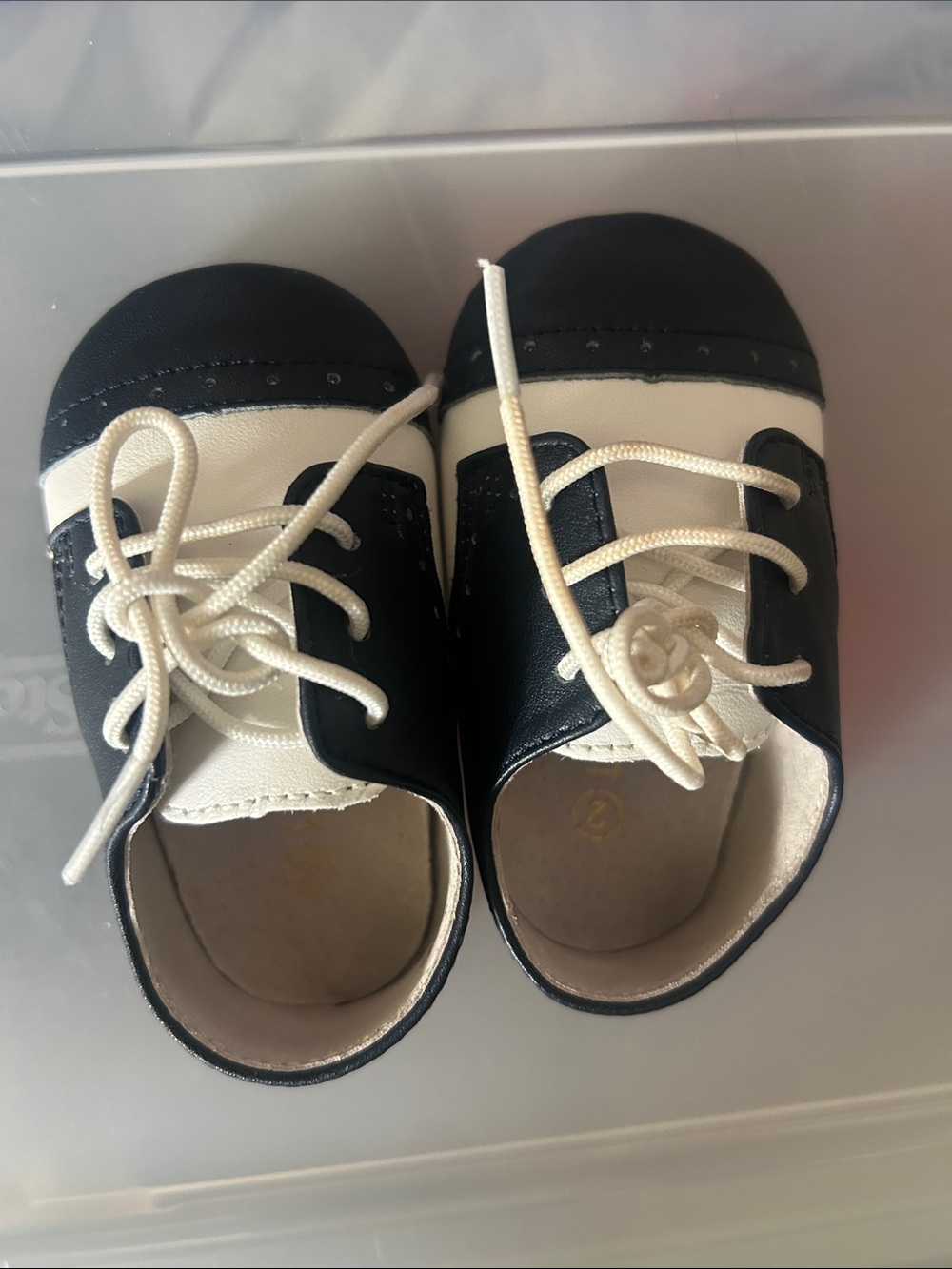 L'Amour Baby Oxford Shoe 3542 Navy & White Sneakers US 2